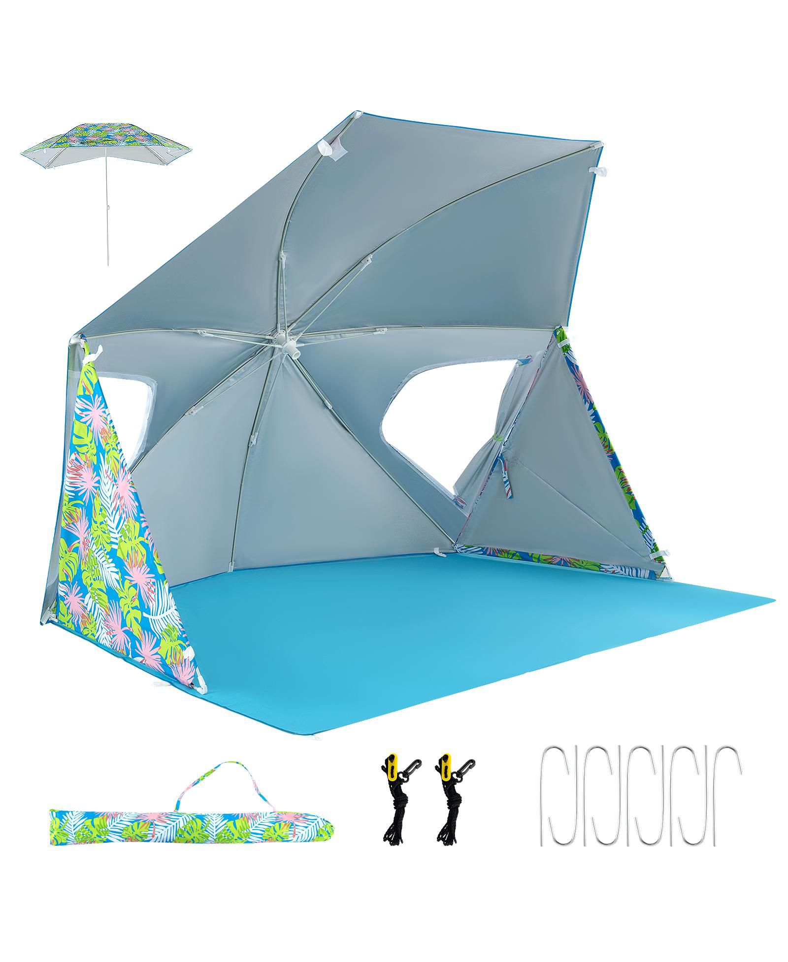 UPF50+ Sun Protection Beach Umbrella Tent with Portable Carrying Bag