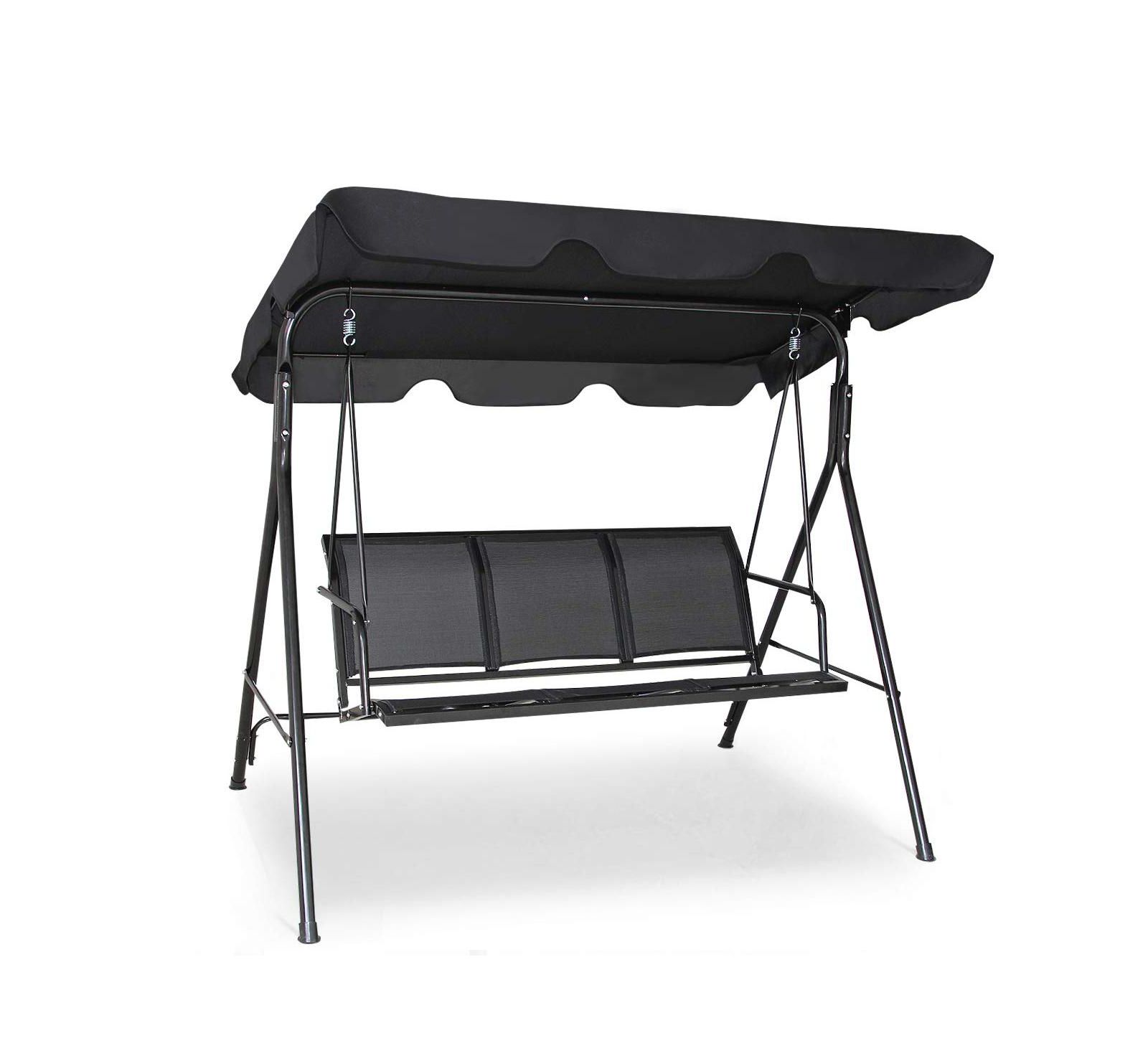 3 Person Steel Frame Patio Swing with Polyester Angle and Adjustable Canopy