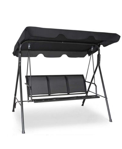 3 Person Steel Frame Patio Swing with Polyester Angle and Adjustable Canopy