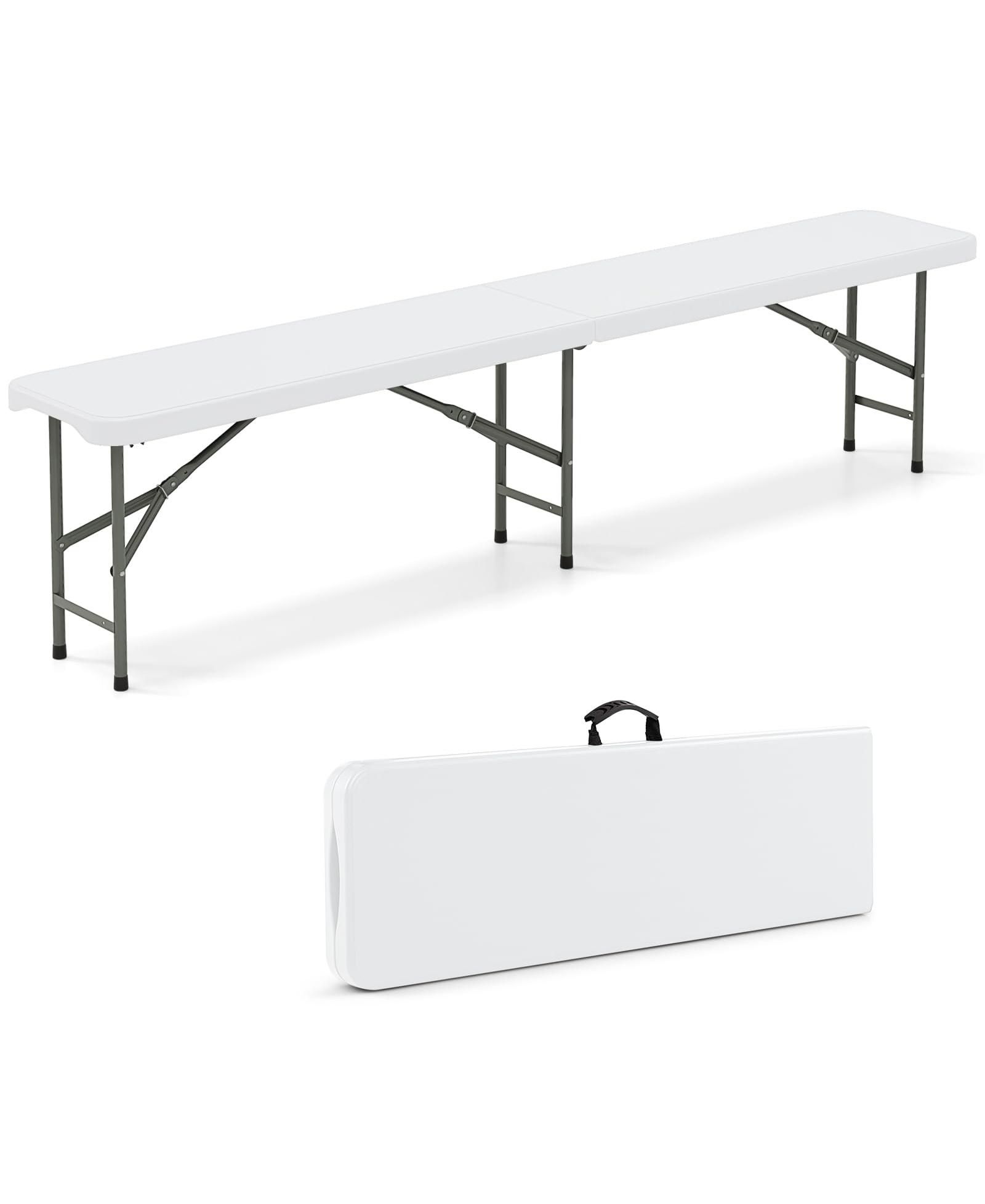 6 Feet Plastic Folding Bench Portable Seat with Handle and Lock