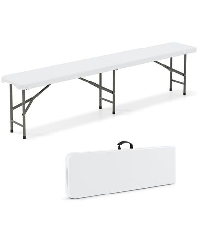 6 Feet Plastic Folding Bench Portable Seat with Handle and Lock