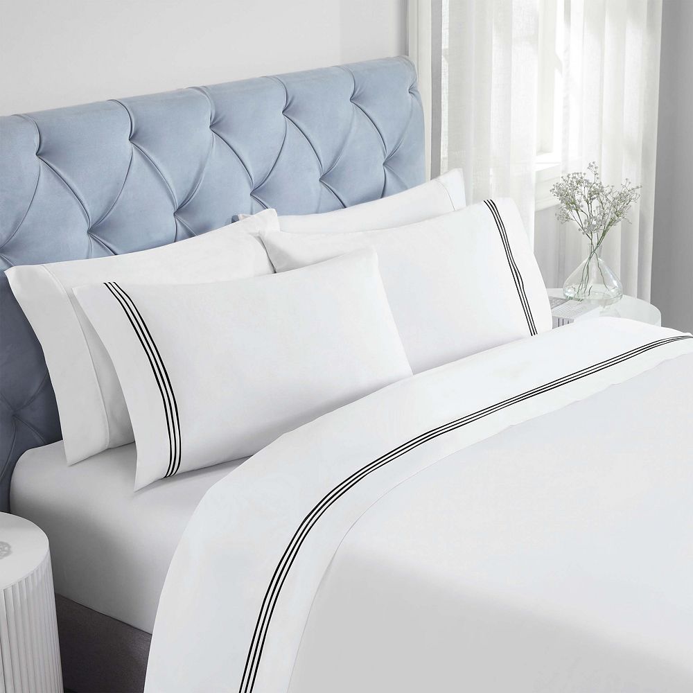 Superior Brandon Embroidered Cotton Sateen Deep Pocket Sheet Set
