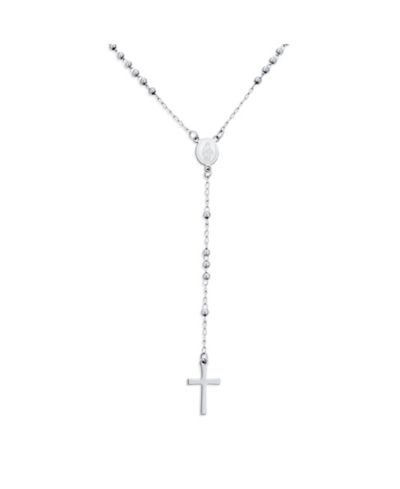 Серебряное ожерелье с розарием, сердцем и крестом Bling Jewelry