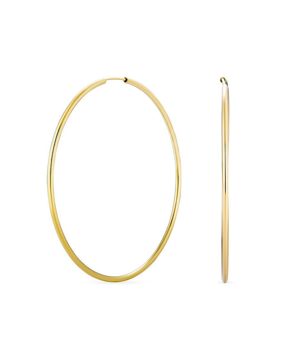 Серьги-кольца Bling Jewelry Minimalist Endless Tube, Plated Brass