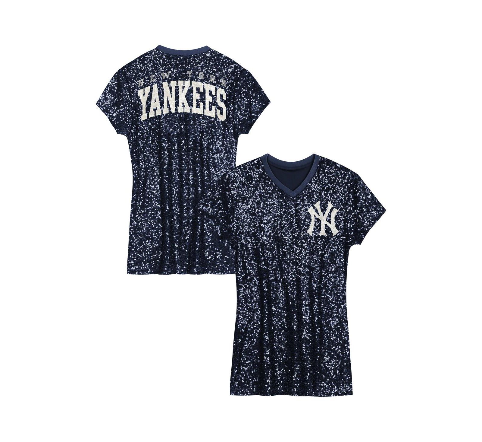 Детское платье Outerstuff Big Girls Navy New York Yankees с пайетками и V-образным вырезом