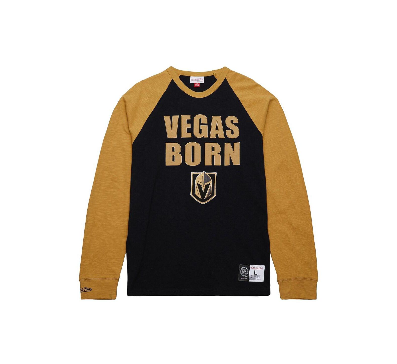 Мужская футболка Mitchell & Ness Vegas Golden Knights Legendary Slub Raglan с длинным рукавом, черная/золотая