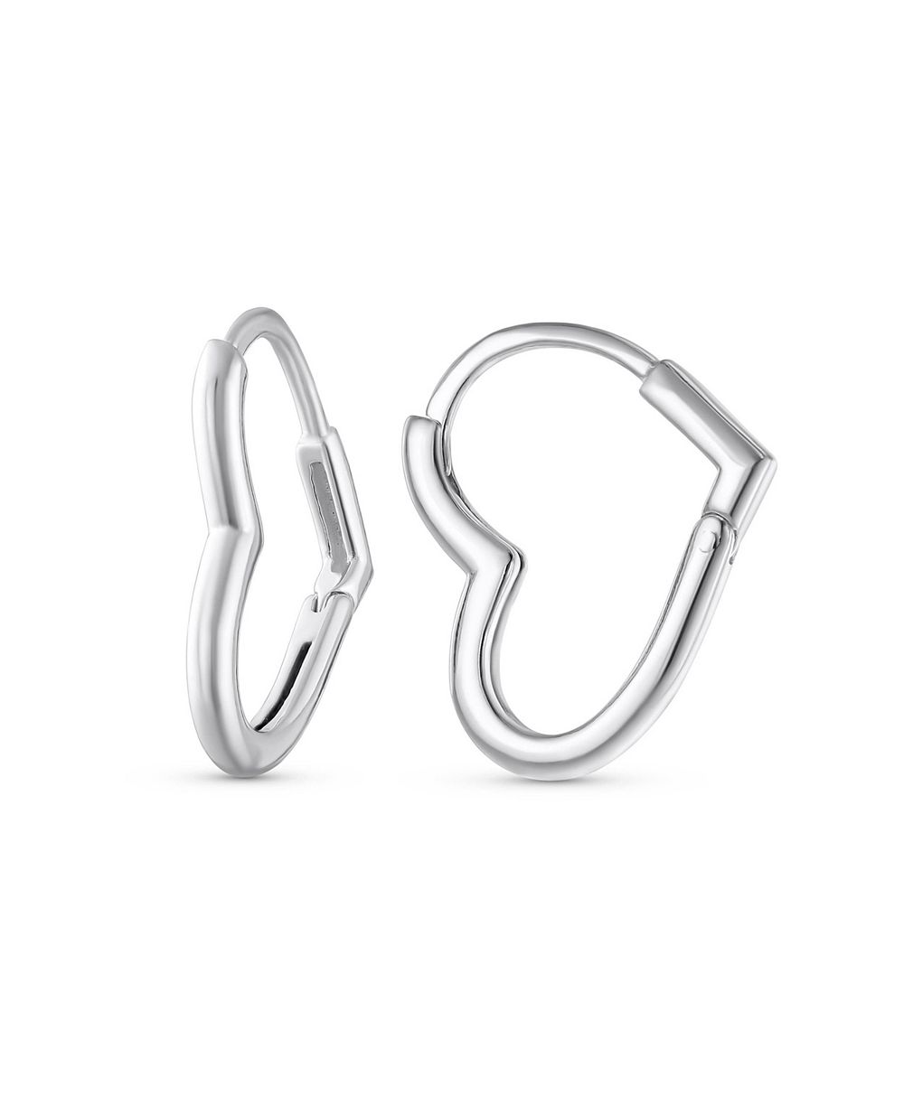 Серьги-кольца Bling Jewelry.925 Sterling Silver Romantic Heart Shaped Mini Endless Hoop.75 Inch