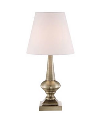 Possini Euro Design Traditional Desk Table Lamp 19" High Antique Brass Metal White Empire Shade Touch On Off for Bedroom Bedside Office