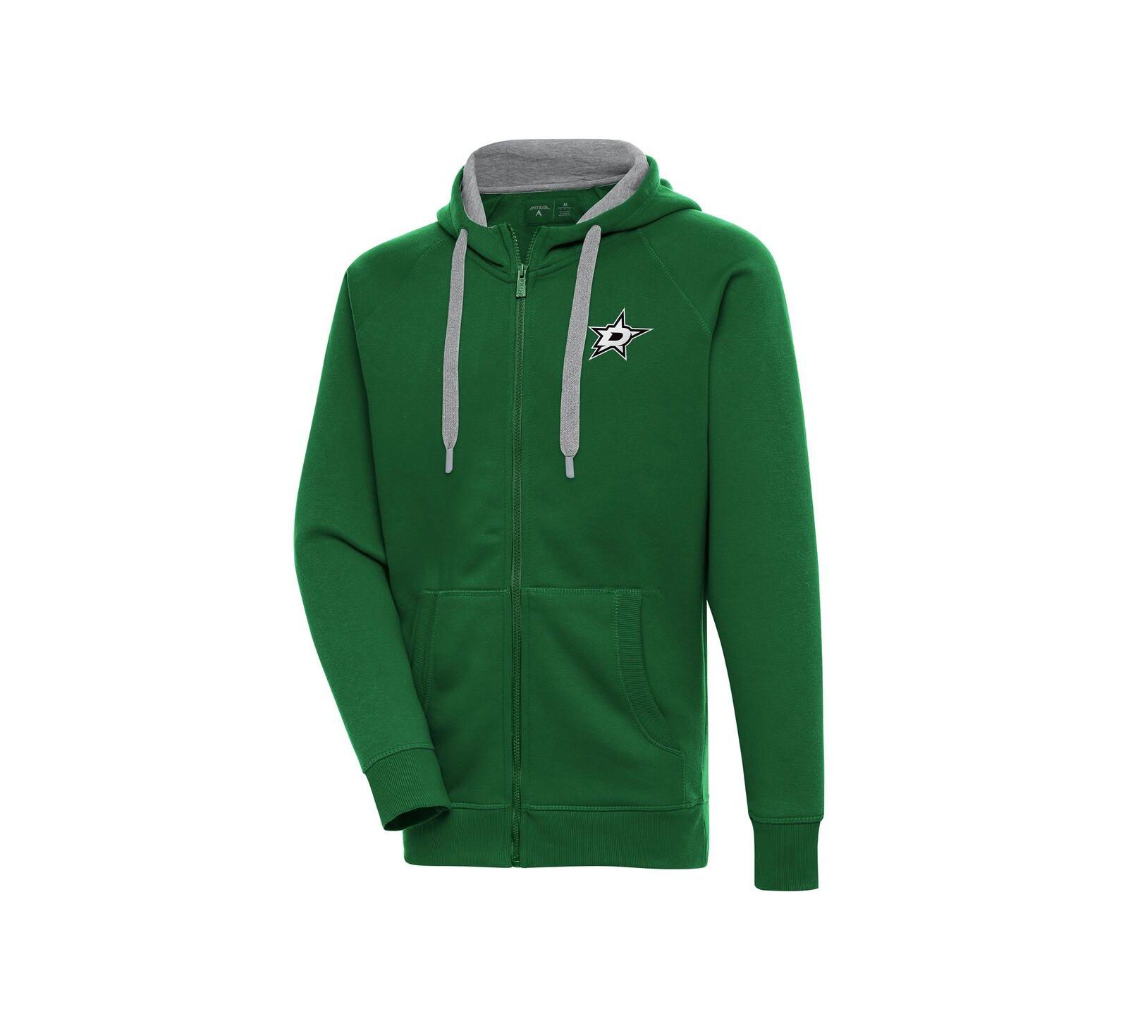 Antigua Men's Kelly Green Dallas Stars Metallic Logo Victory Full-Zip Hoodie