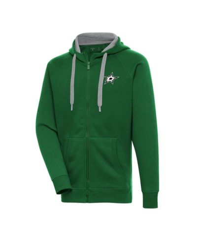 Antigua Men's Kelly Green Dallas Stars Metallic Logo Victory Full-Zip Hoodie