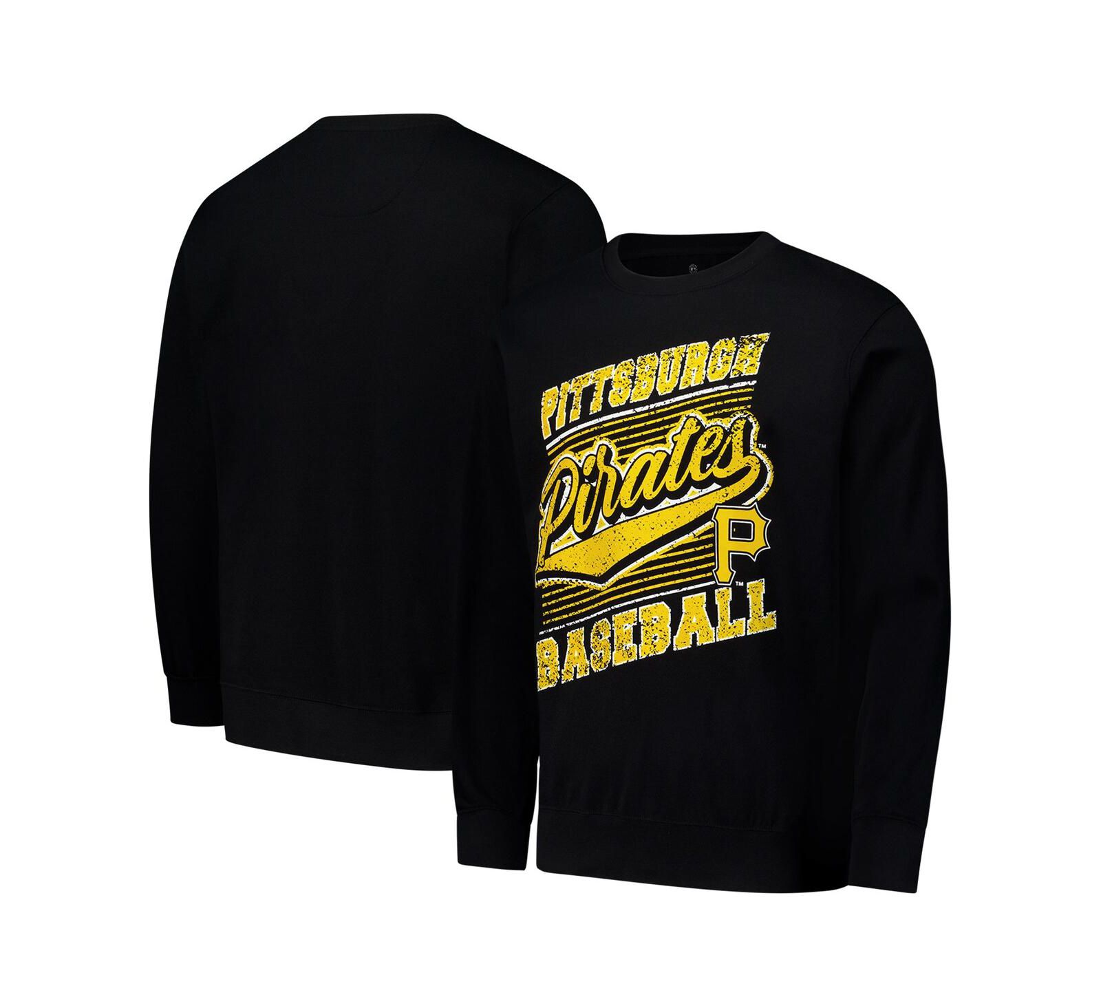 Stitches Men's Black Pittsburgh Pirates Lightweight Crew Sweatshirt