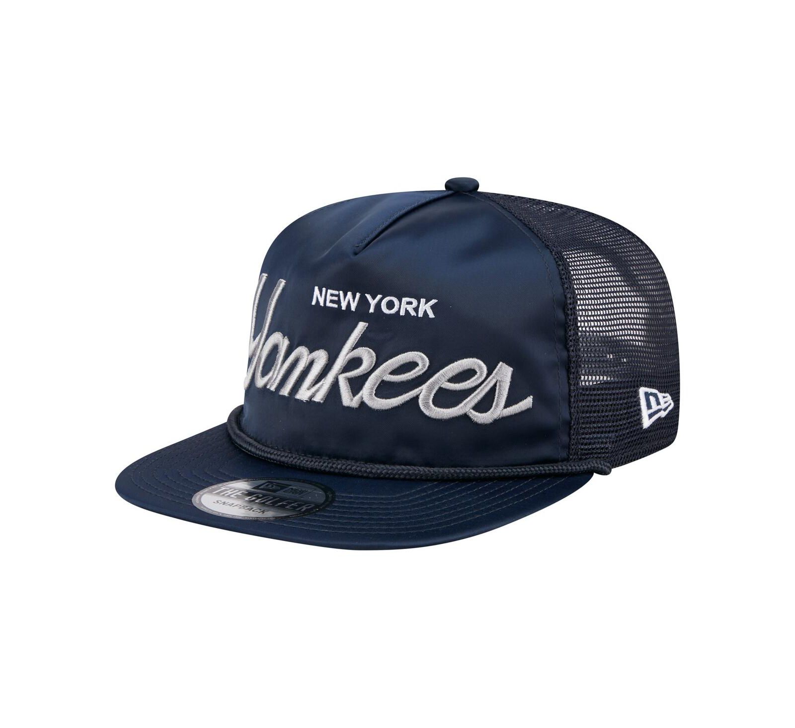 New Era Men's Navy New York Yankees Retro Satin Script Golfer Adjustable Hat