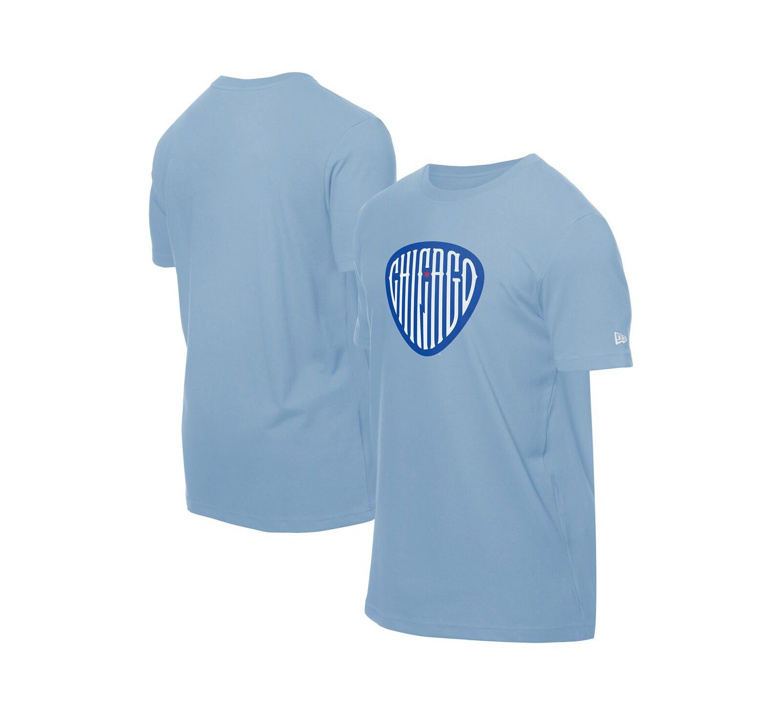 New Era Men's Light Blue Chicago Cubs Guitar Pick T-Shirt