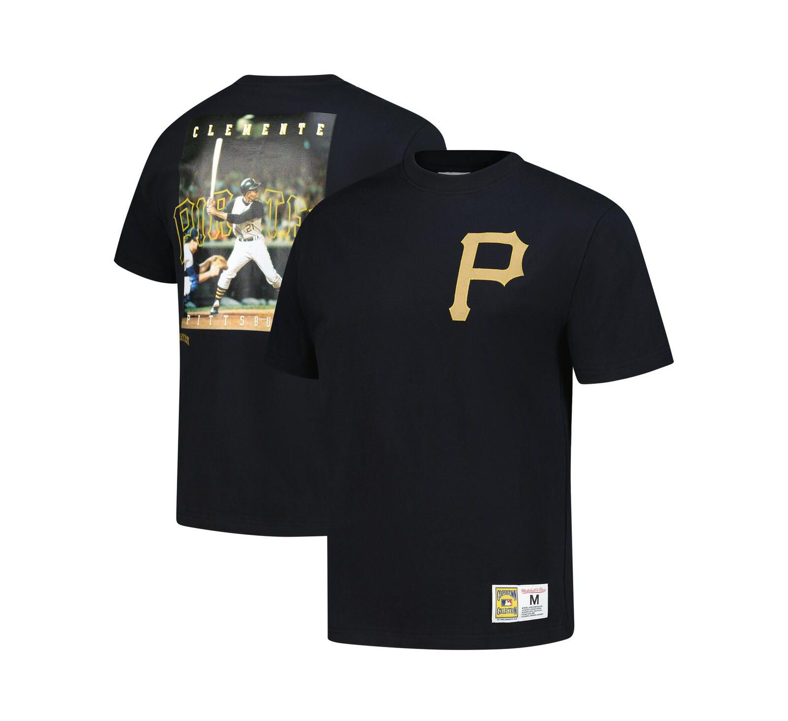Mitchell & Ness Men's Roberto Clemente Black Pittsburgh Pirates Legends Collection Vintage Logo T-Shirt