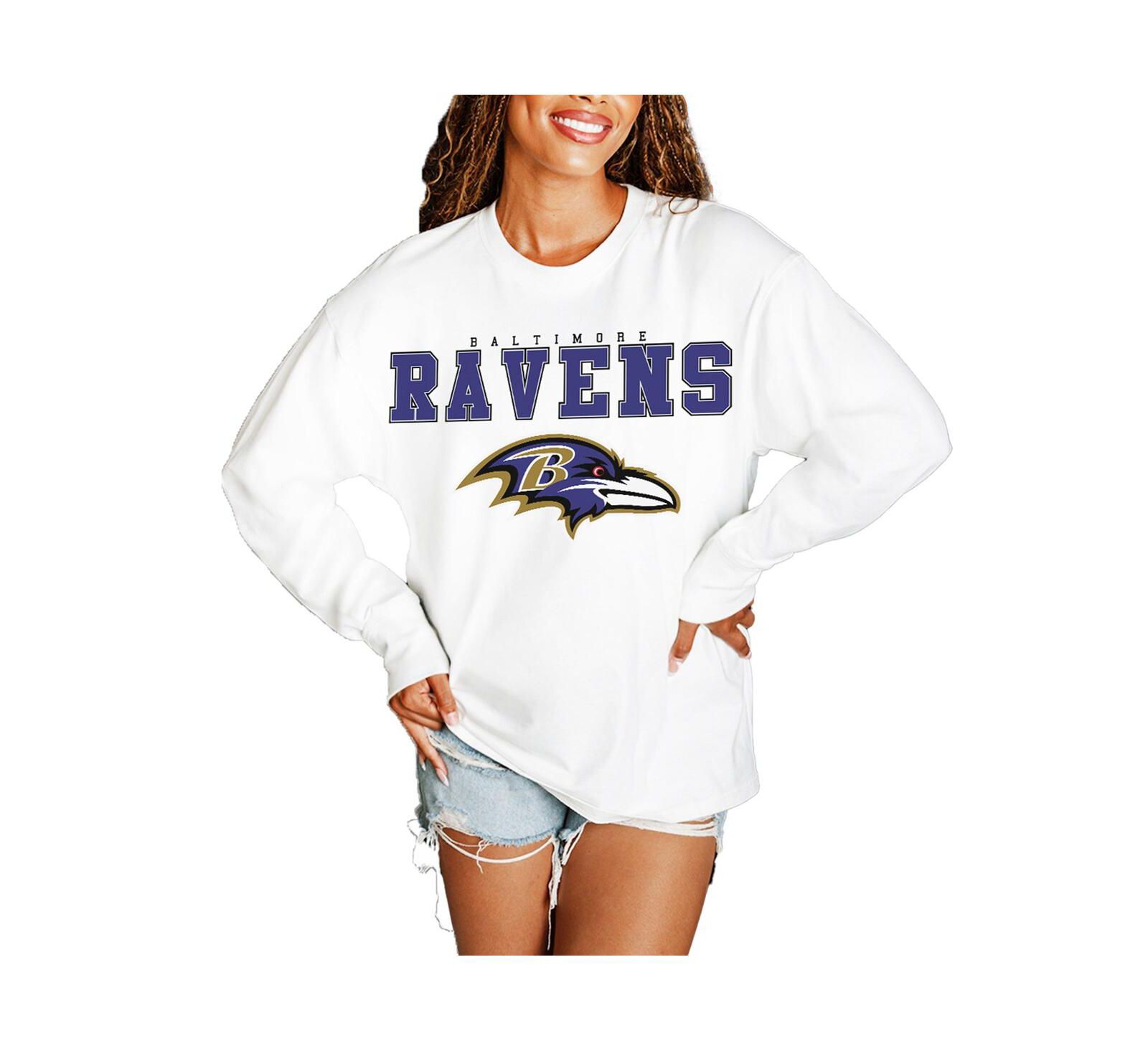 Gameday Couture Women's White Baltimore Ravens Big Goals Oversized Long Sleeve T-Shirt