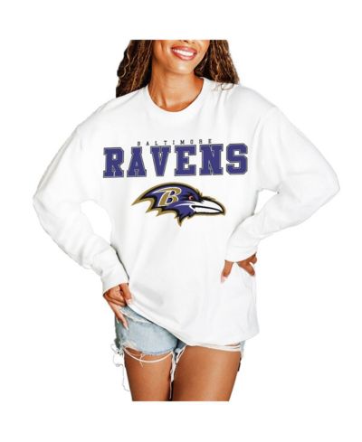 Gameday Couture Women's White Baltimore Ravens Big Goals Oversized Long Sleeve T-Shirt