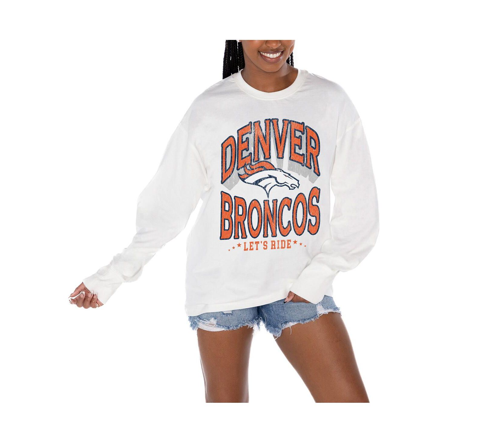 Gameday Couture Women's White Denver Broncos Time Out Oversized Long Sleeve T-Shirt