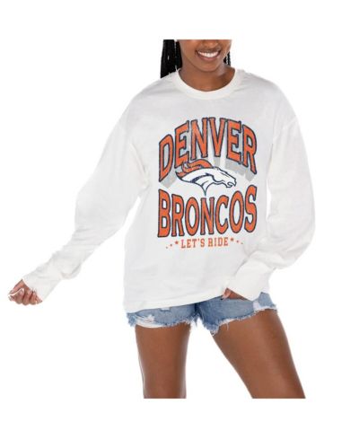 Gameday Couture Women's White Denver Broncos Time Out Oversized Long Sleeve T-Shirt