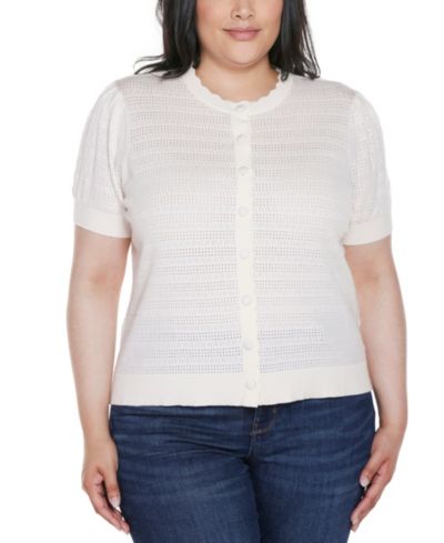 Belldini Plus Size Свитер Cardigan Pointelle с фестончатым краем