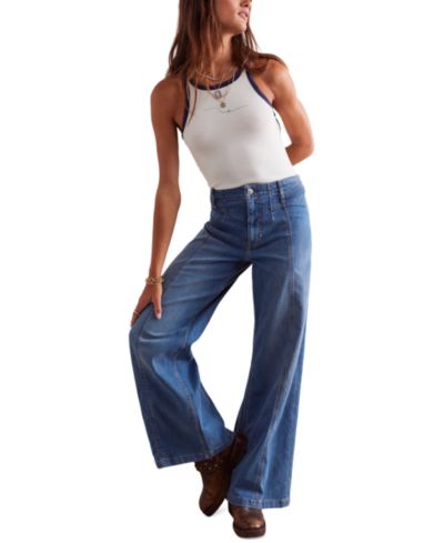 Free People Women's We The Free Libre Front-Seam Wide-Leg Jeans