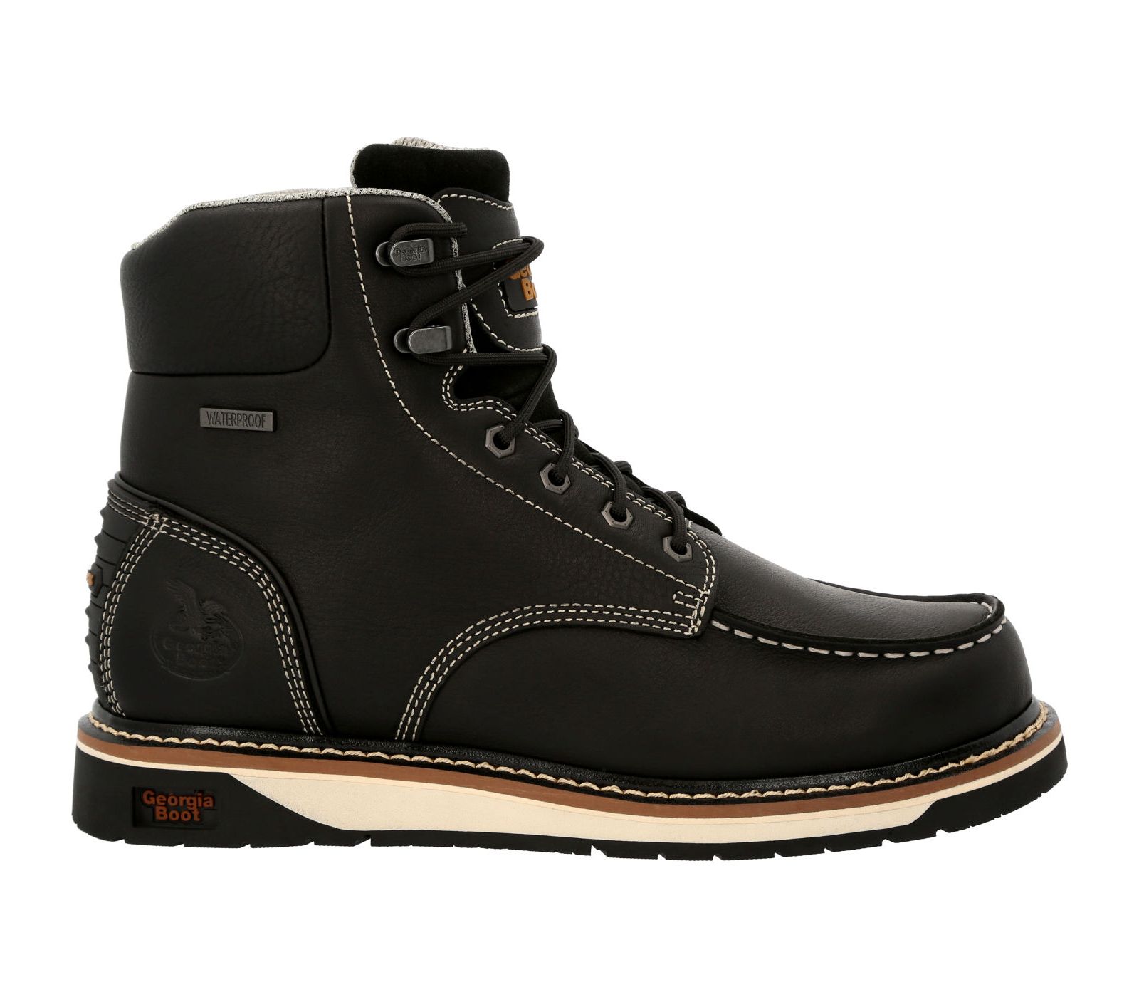 Мужские водонепроницаемые рабочие ботинки GEORGIA BOOT Men's AMP LT Wedge Moc-Toe Black