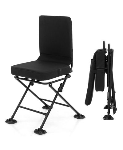 Swivel Folding Chair with Backrest and Padded Cushion