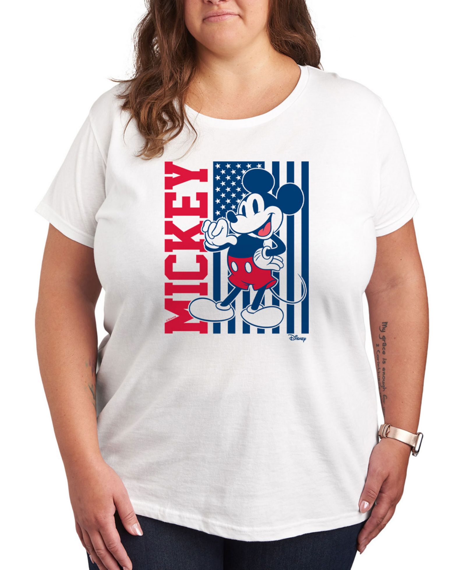 Hybrid Apparel Plus Size Disney Mickey T-Shirt с графикой American Flag