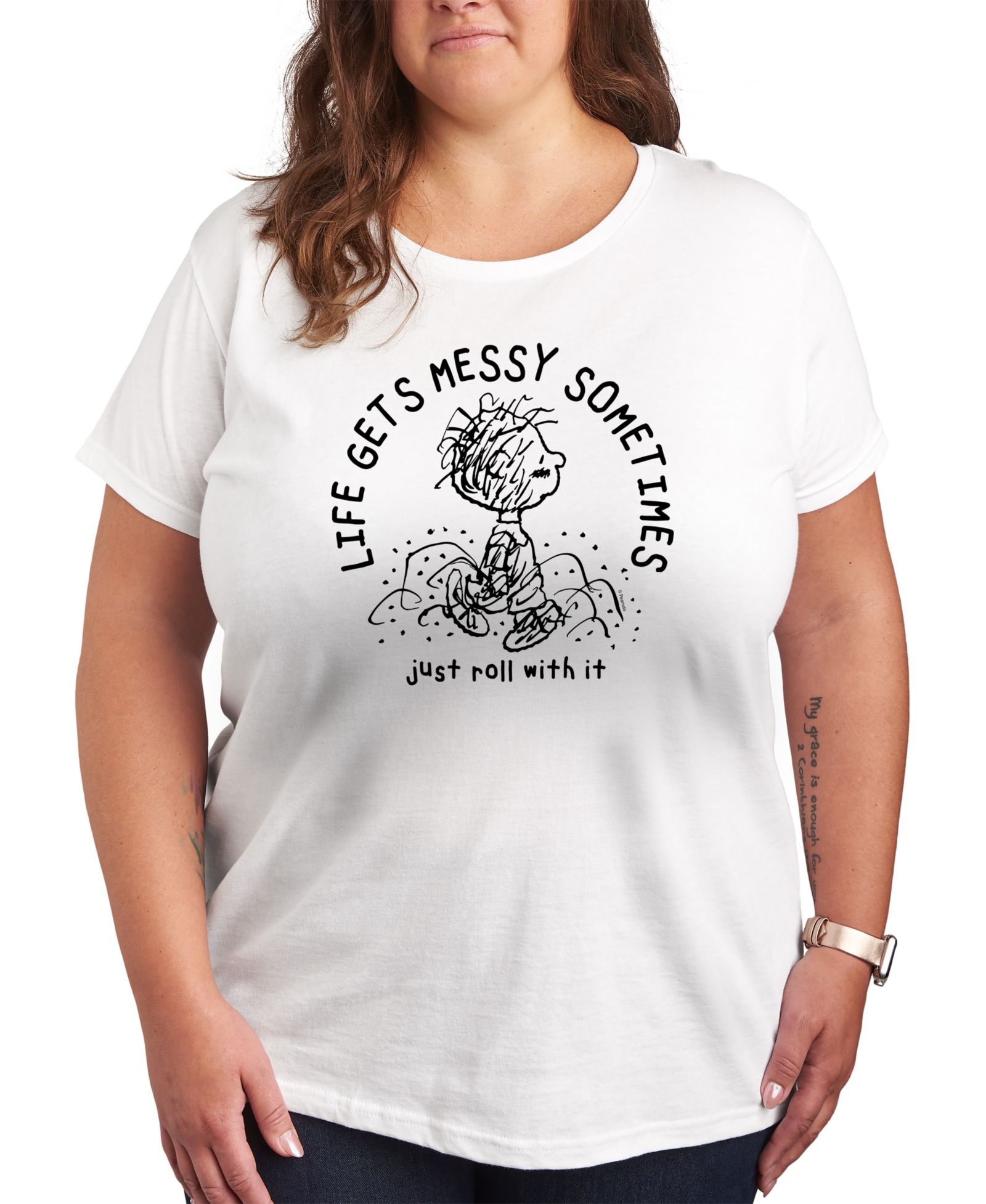 Hybrid Apparel Plus Size Peanuts Linus Life Gets Messy Graphic T-Shirt