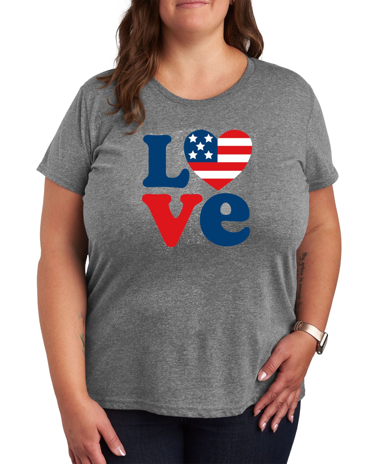 Hybrid Apparel Plus Size футболка с принтом Americana Heart Love Flag