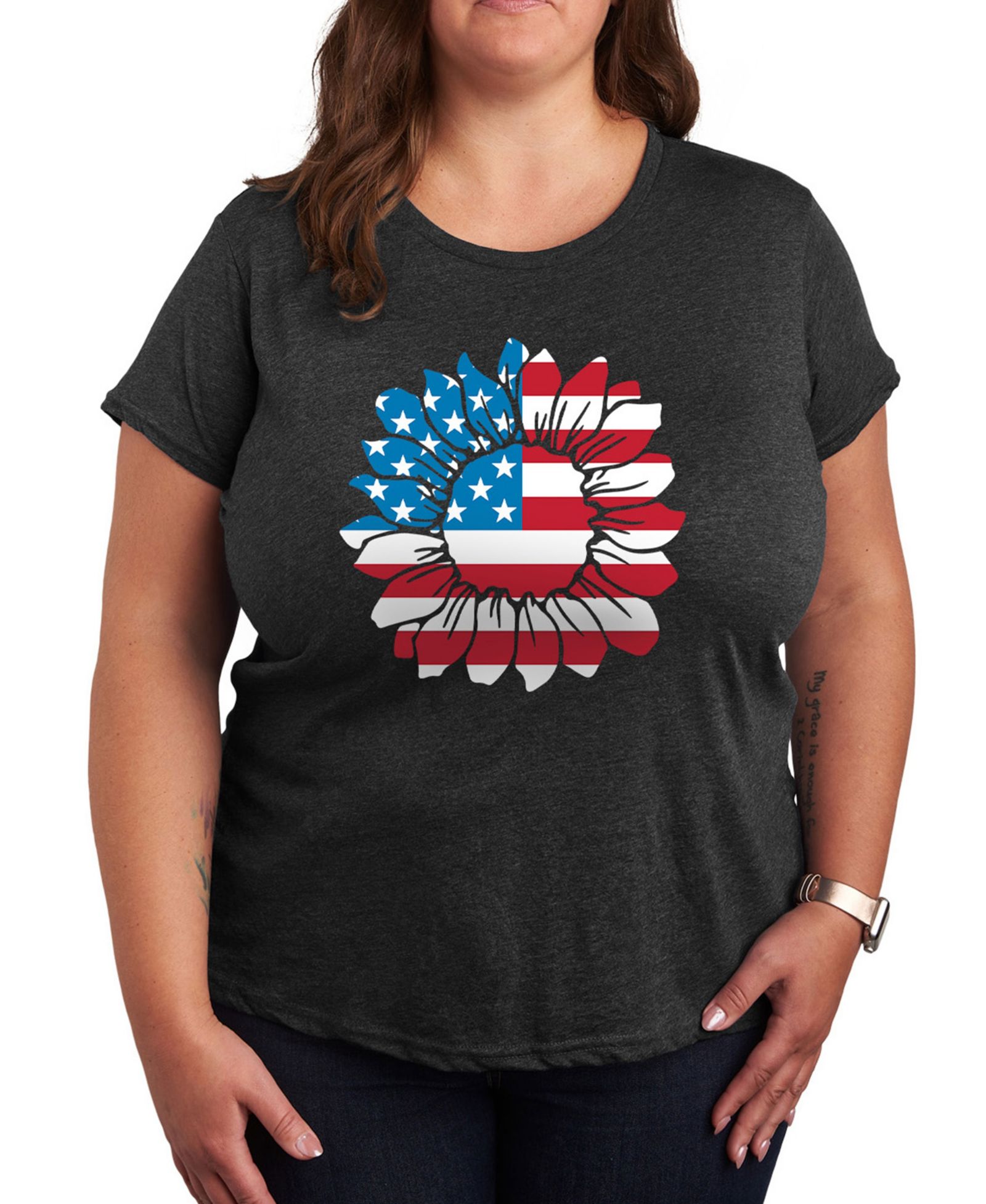Hybrid Apparel женская футболка Plus Size Americana Daisy Graphic Crew Neck