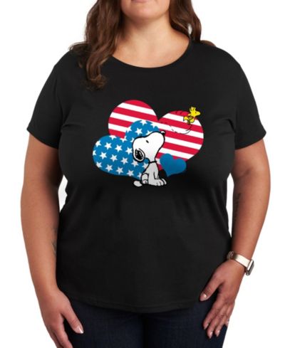 Женская футболка Hybrid Apparel Plus Size Peanuts Americana Hearts Snoopy Graphic Crew Neck