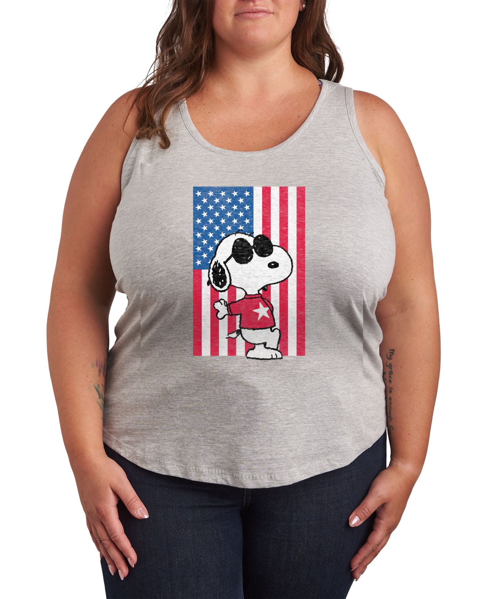 Женский топ Hybrid Apparel Plus Size с принтом Snoopy USA Flag