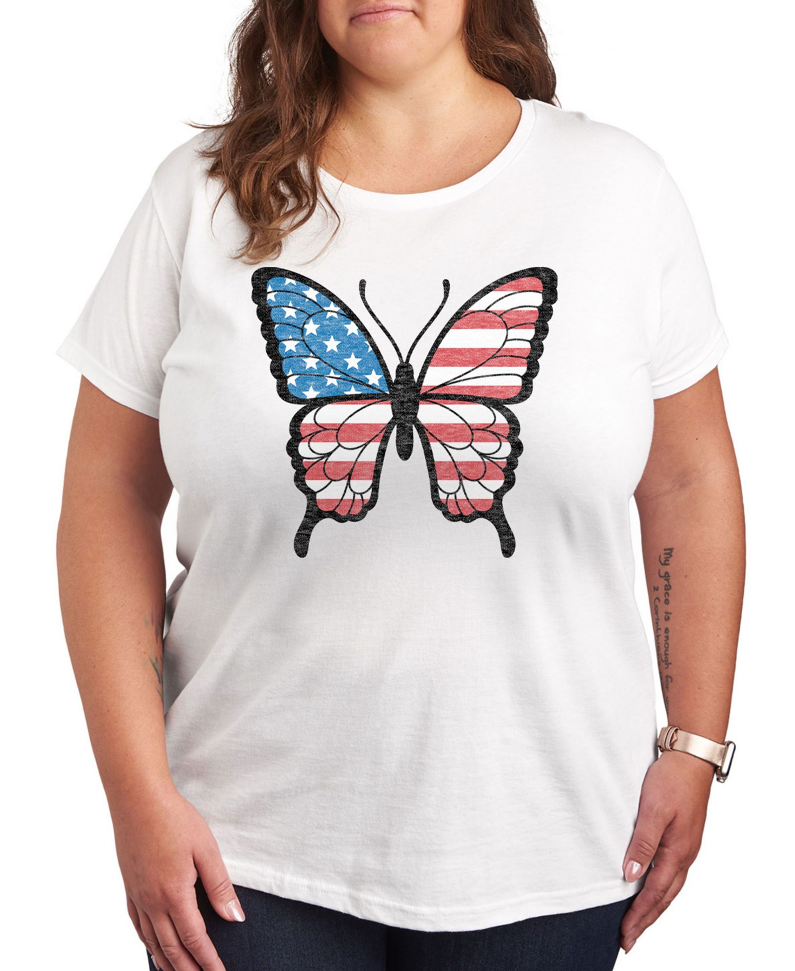 Hybrid Apparel футболка Plus Size Americana Butterfly Graphic с круглым вырезом