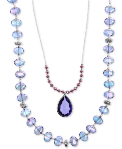 Ожерелье lonna & lilly Silver-Tone Blue Bead 2-in-1