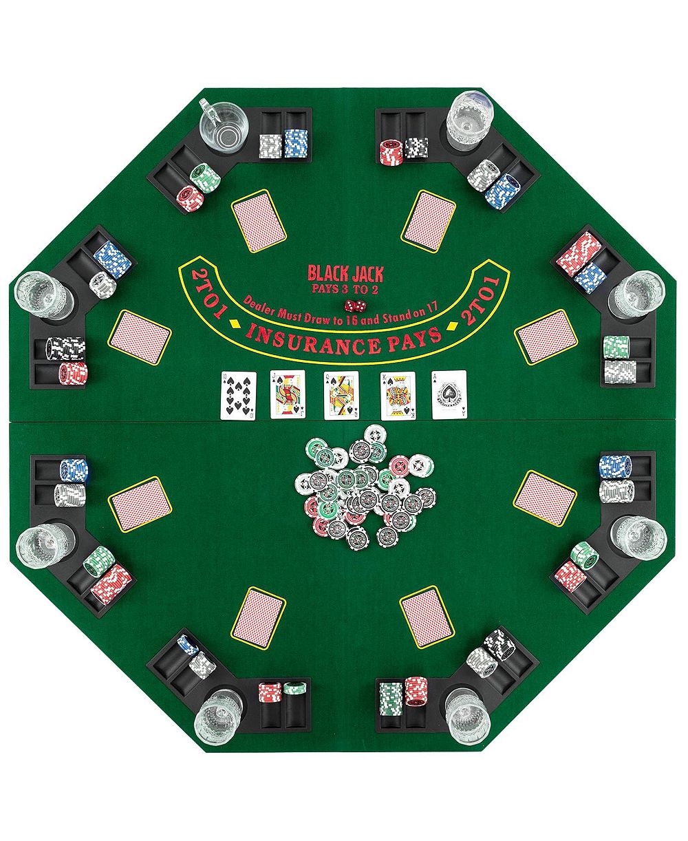 48 Inch 8-Player Foldable Poker Table Top with Carrying Bag and Cup Holders
