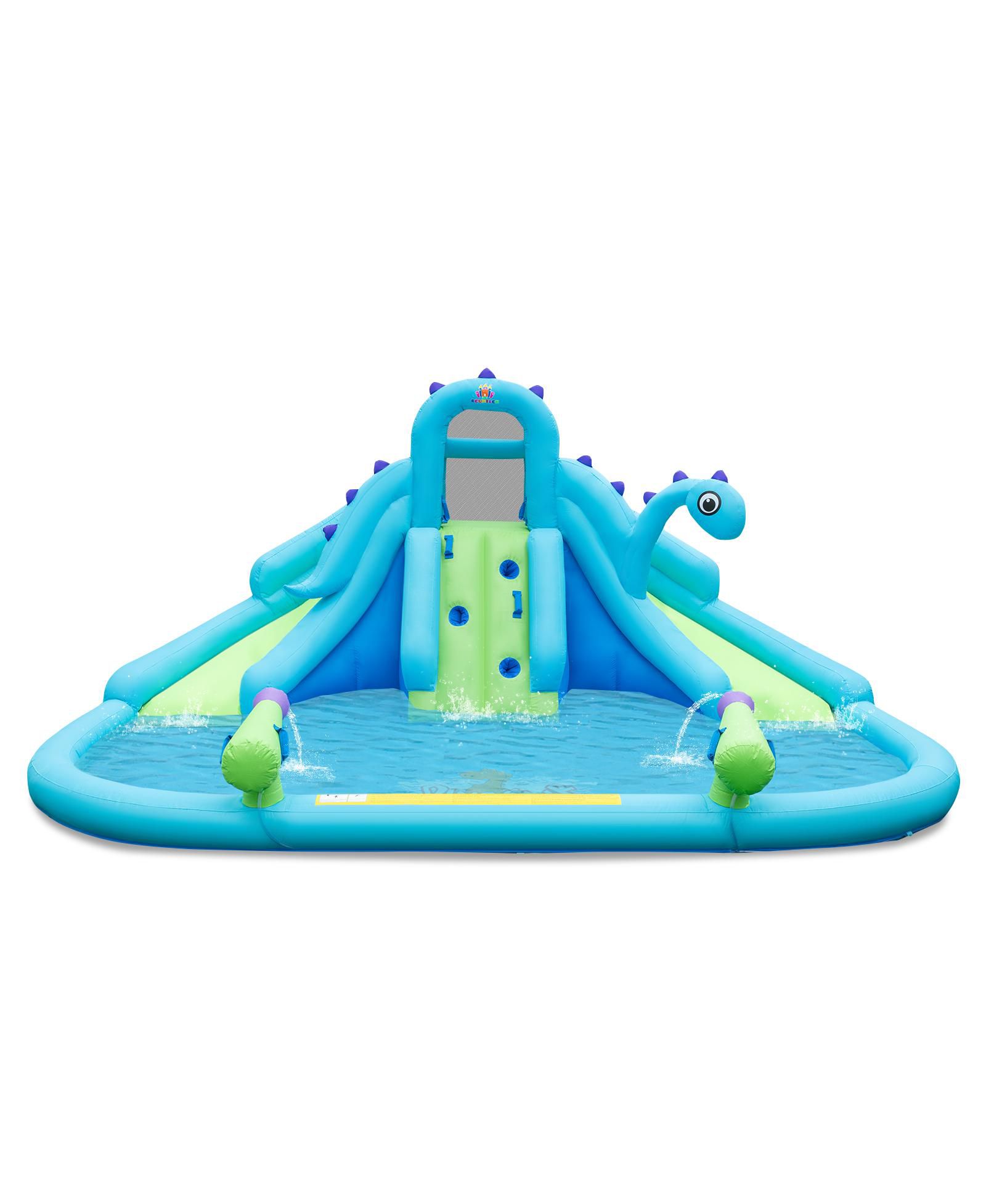 Mecale Dinosaur-Themed Dual Slides Inflatable Water Slide, Ages 3-10