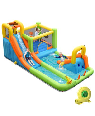 Mecale 8-in-1 Inflatable Water Slide Bounce House with Splash Pool, Ages 3-10