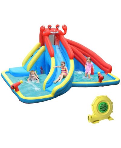 Mecale Inflatable Water Slide Bounce House with Double Slides, Splash Pool & Water Cannons, Holds 5 Kids, Ages 3-12
