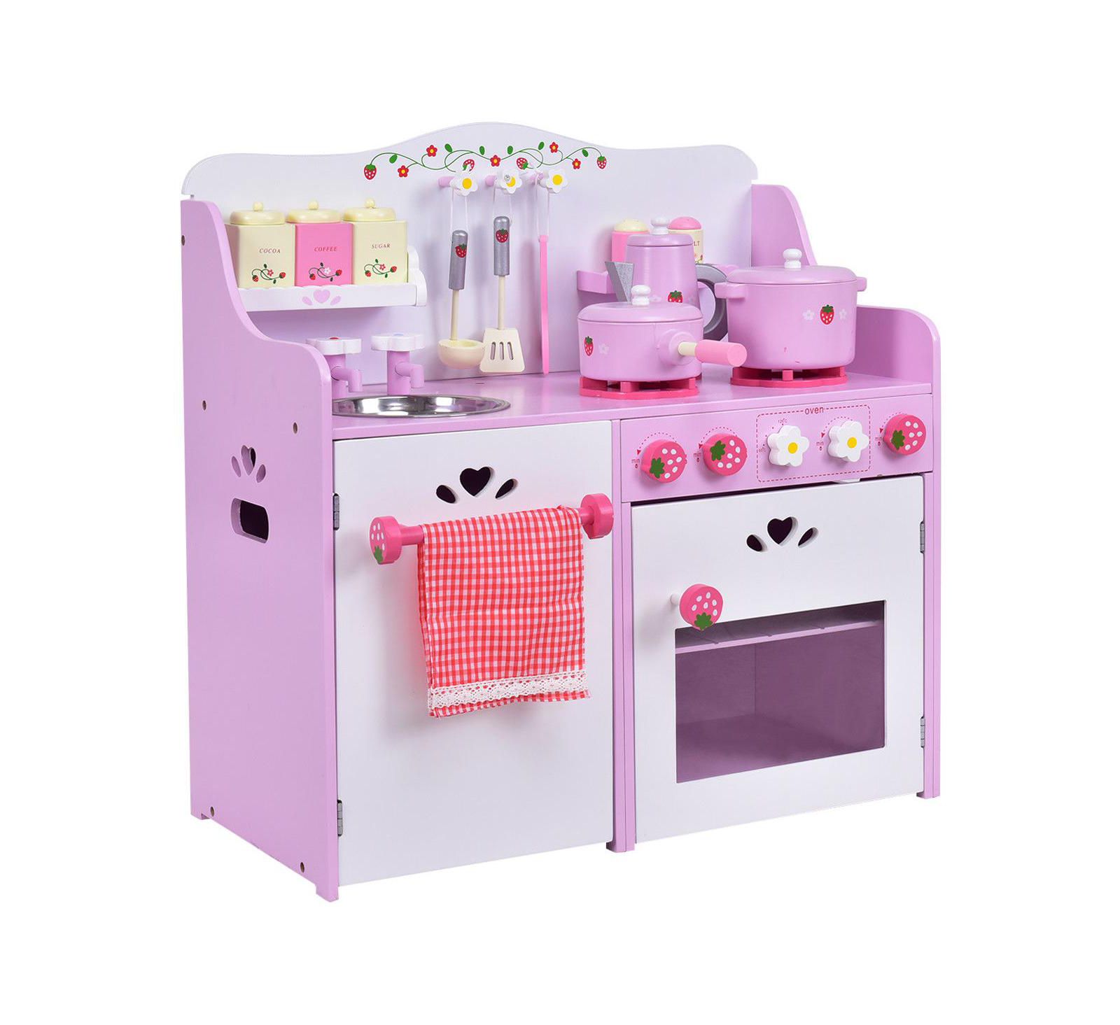 Детский деревянный игровой набор Mecale Kitchen Toy Strawberry Pretend Cooking Playset