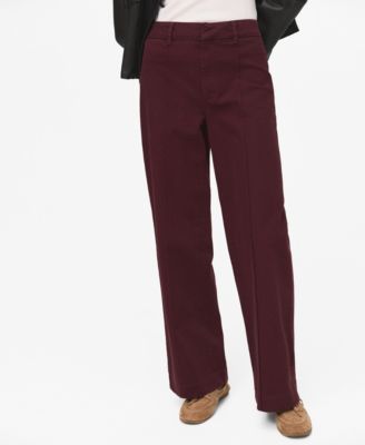 Mango Women's Stitching Detail High-Waisted Wide-Leg Jeans