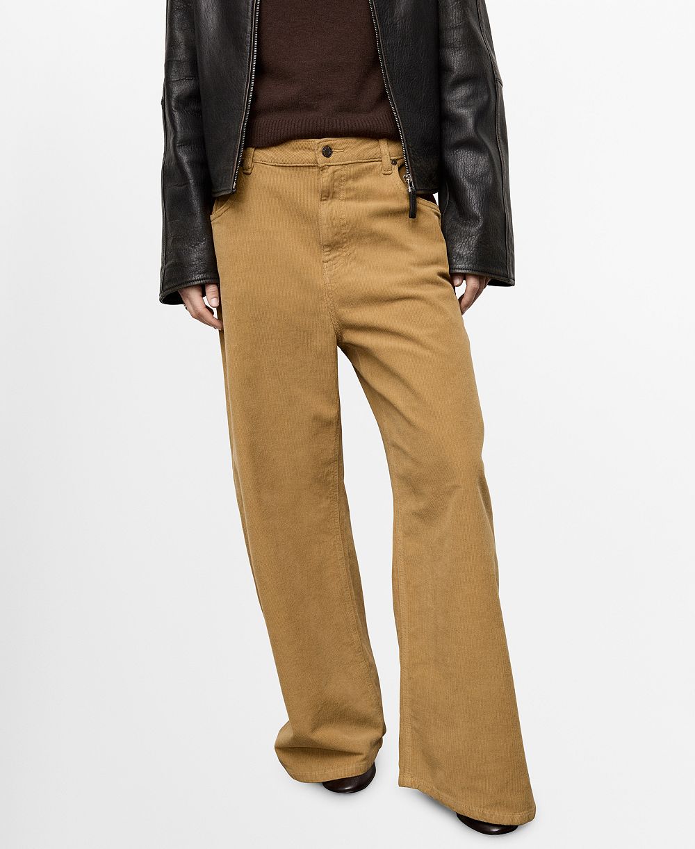Mango Women's Wide Leg Corduroy Jeans