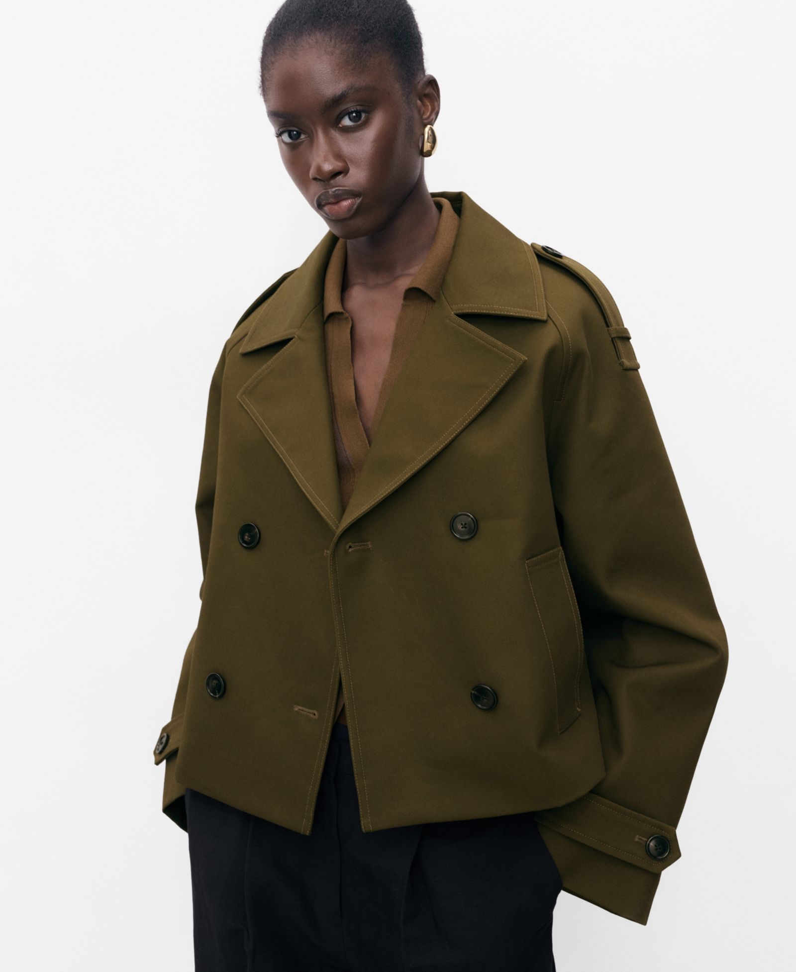 Mango Women's Oversized Short Double-Breasted Trench Coat