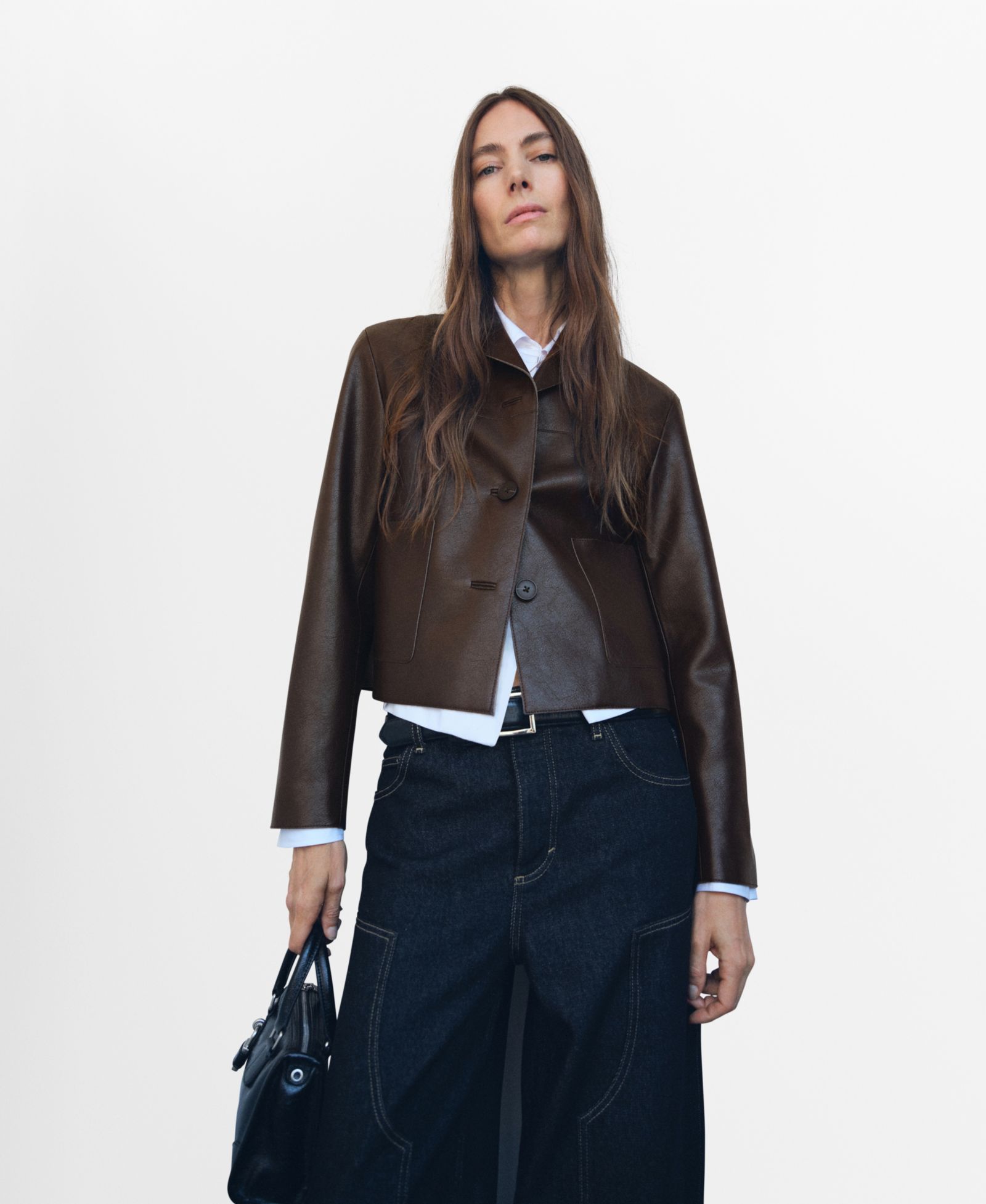 Mango Women's Pockets Leather-Effect Jacket