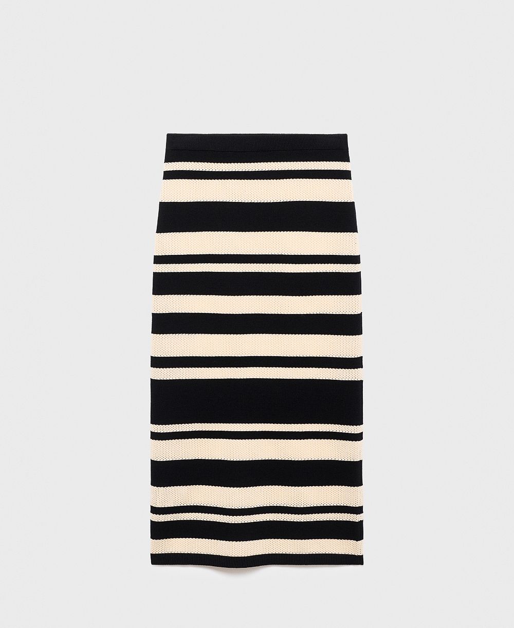 Mango Women's Stripes Knitted Midi Skirt