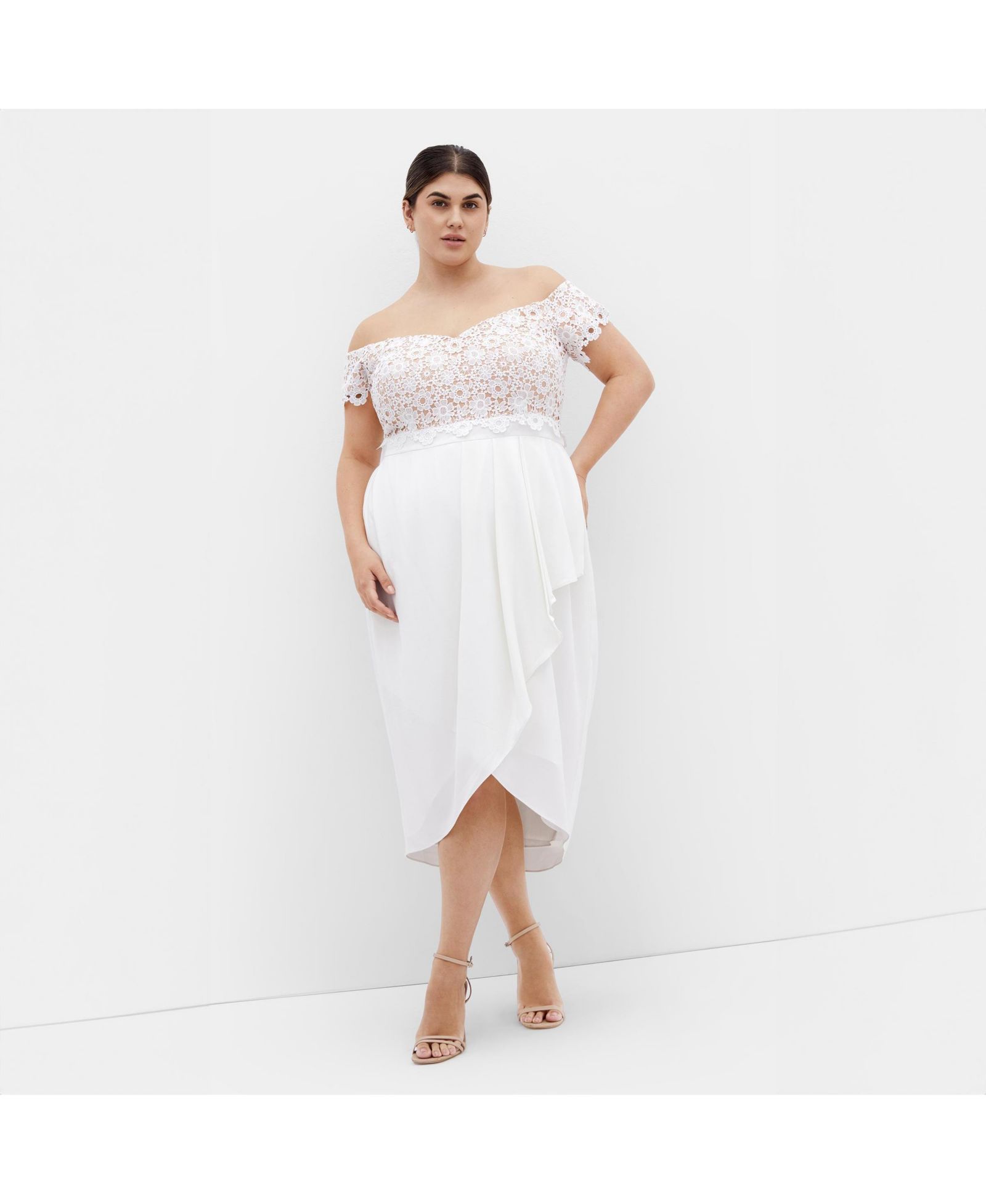 CITY CHIC Платье миди Plus Size с кружевом