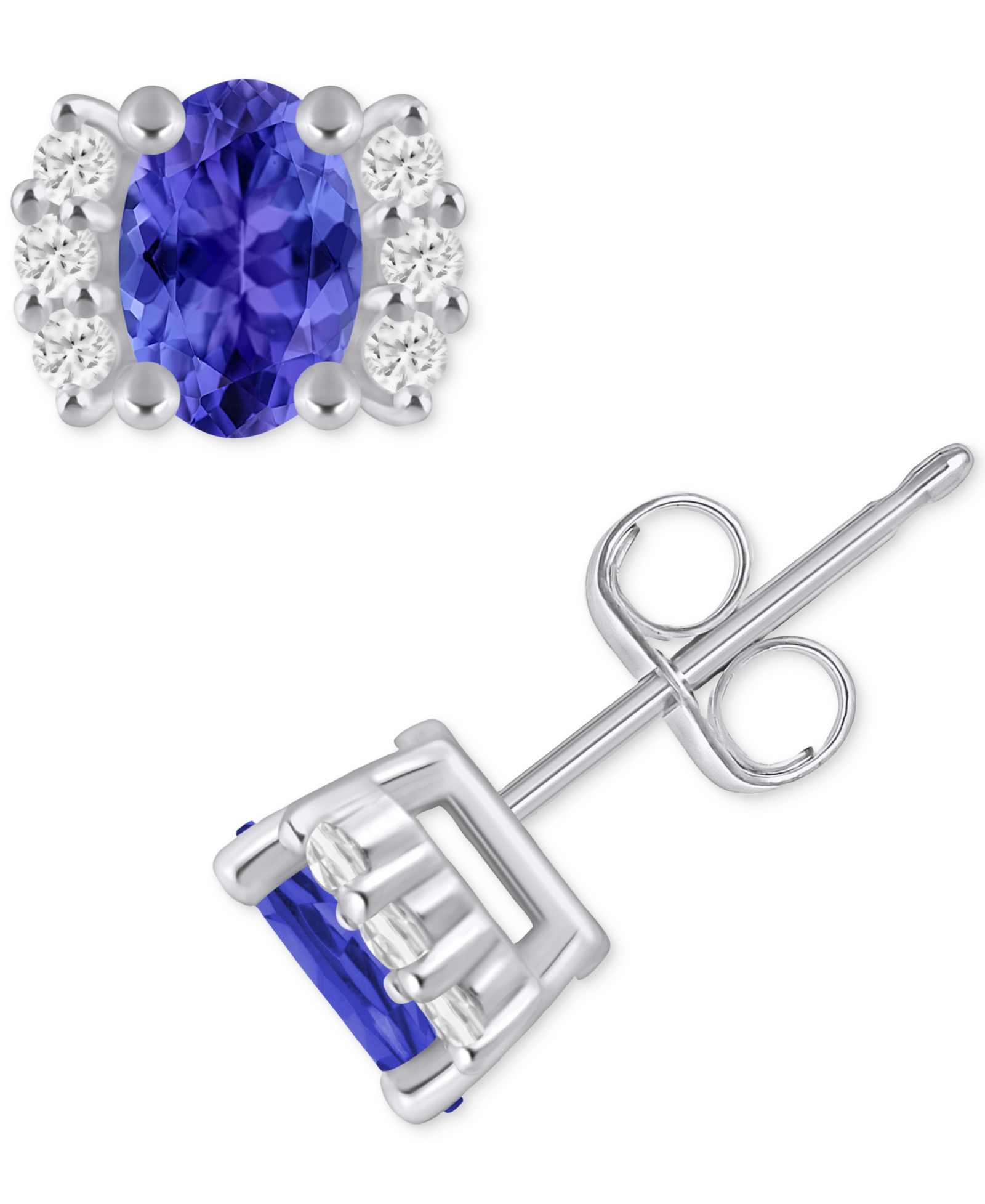 Серьги-гвоздики с изумрудом (1 ct. t.w.) и бриллиантом (1/6 ct. t.w.) в 10k Gold