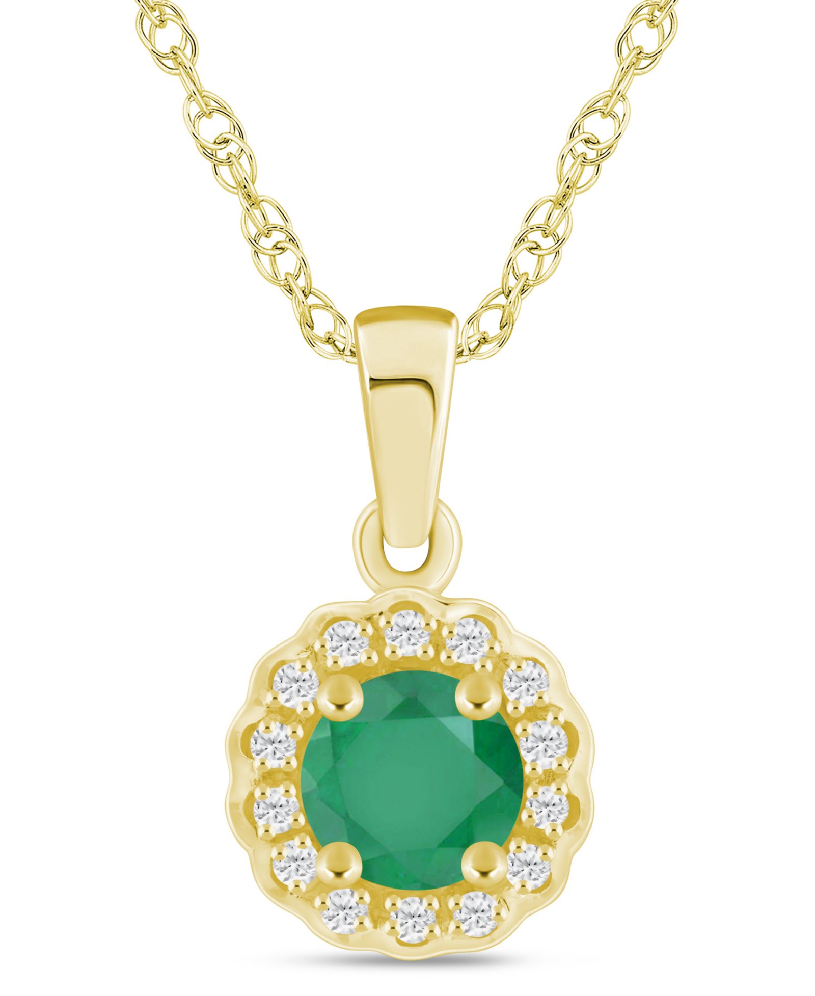 Подвеска Macy's Gemstone and Diamond Halo 10k White Gold