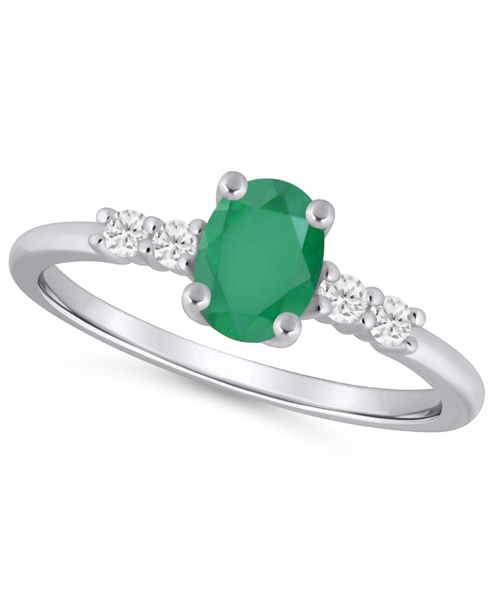Macy's Кольцо с драгоценными камнями и бриллиантами (1/6 ct. t.w.) в белом золоте 10k