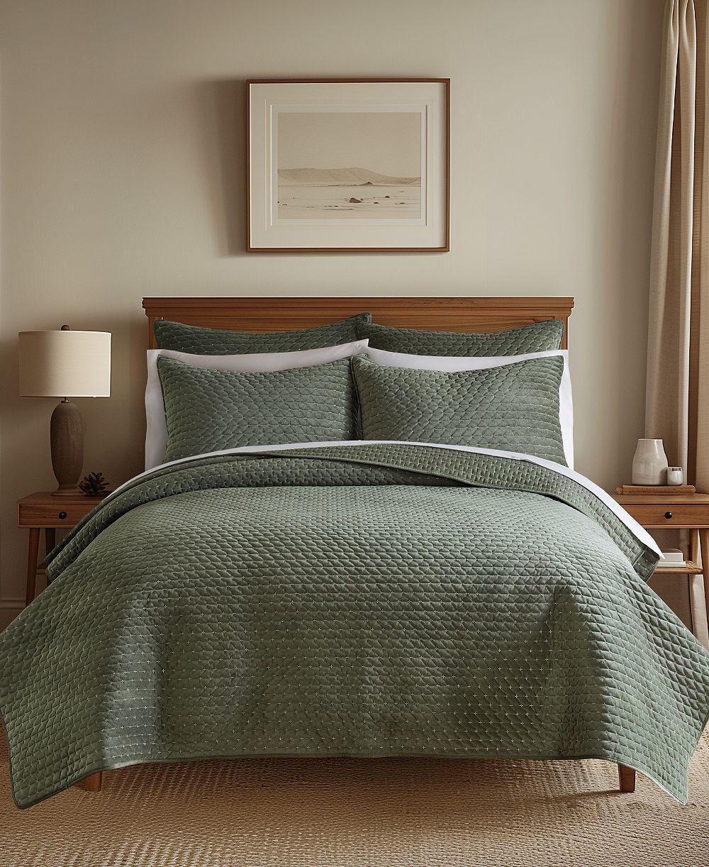 Levtex Home Velvet Stitch Reversible 3-Piece Quilt Set, Full/Queen