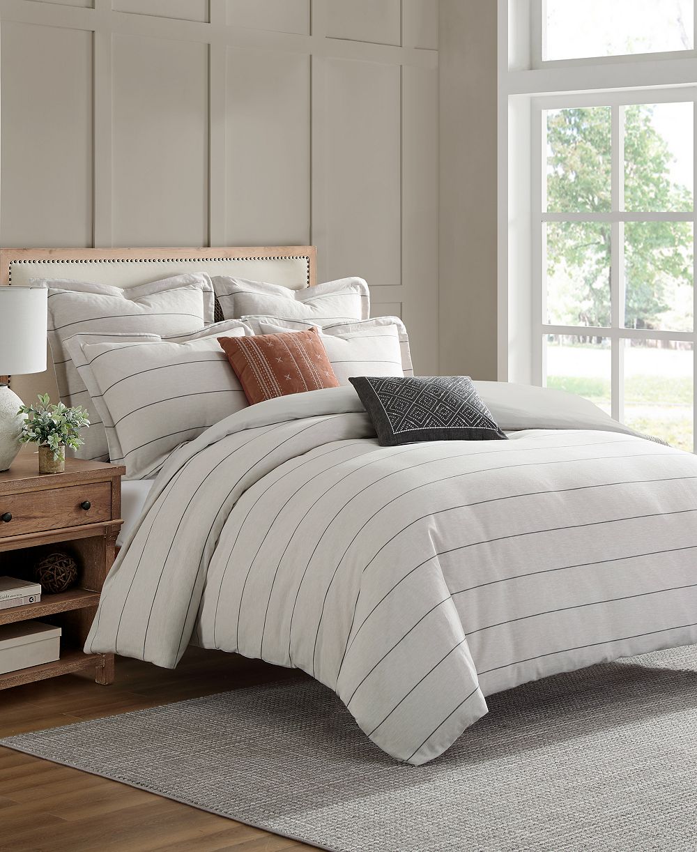 Levtex Home Leo Stripe текстурированный комплект покрывал 3-Pc., King/California King